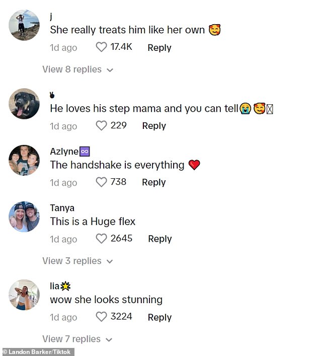 «Это огромная гибкость!»  В комментариях пользователи TikTok восхищались тем, что «рукопожатие решает все», «он любит свою мачеху, и это видно» и «она действительно относится к нему как к своему родному».
