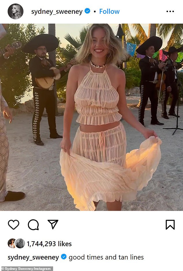 Суини подписала свое слайд-шоу в Instagram: «Хорошие времена и линии загара».