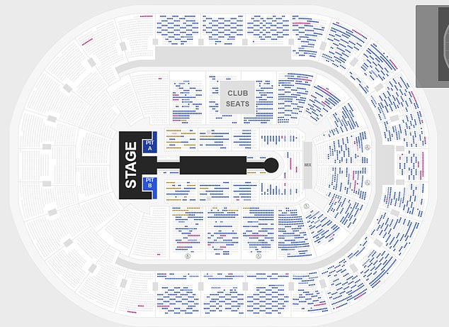 Ее свидание в BOK Center в Талсе, Оклахома, где, похоже, не было продано даже 50 процентов билетов.