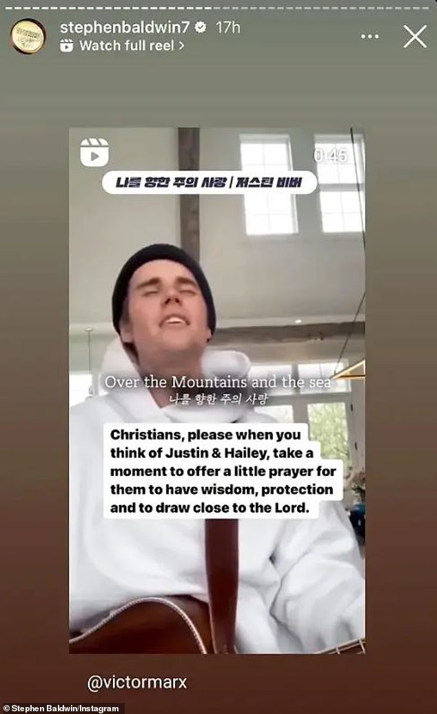 Он разместил видео с пением Джастина, которым поделился основатель All Things Again Ministries Виктор Маркс, и подписал его: «Христиане, пожалуйста, когда вы думаете о Джастине и Хейли, найдите минутку, чтобы вознести небольшую молитву, чтобы они обрели мудрость, защиту и приблизиться к Господу'