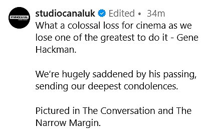 На странице StudioCanal UK в Instagram появились изображения Джина в фильмах 